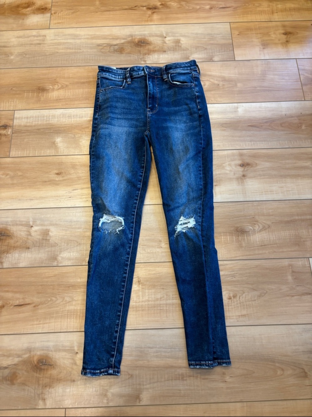 American Eagle Outfitters Dark Blue Distressed Skinny Jeans